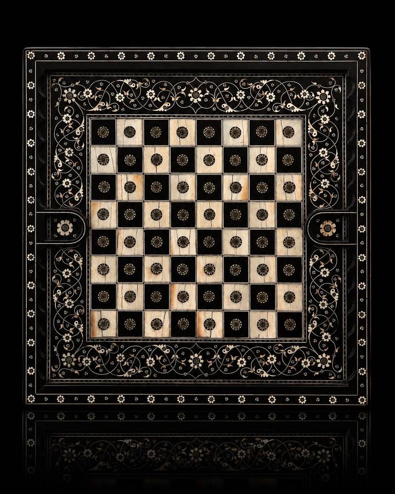 Tabuleiro de xadrez e jogo do ganso indo-português — Arte Indo-Portuguesa